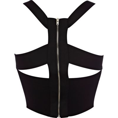 Black scuba zip bralet 