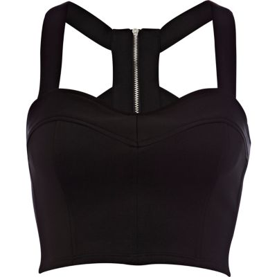 Black scuba zip bralet 