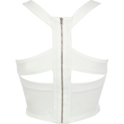 White scuba zip bralet