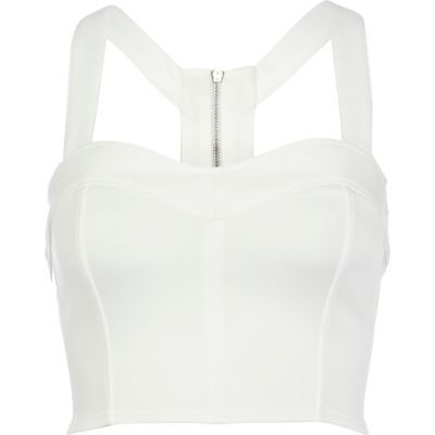White scuba zip bralet