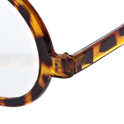 Brown tortoise round geek glasses