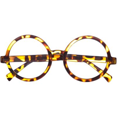 Brown tortoise round geek glasses