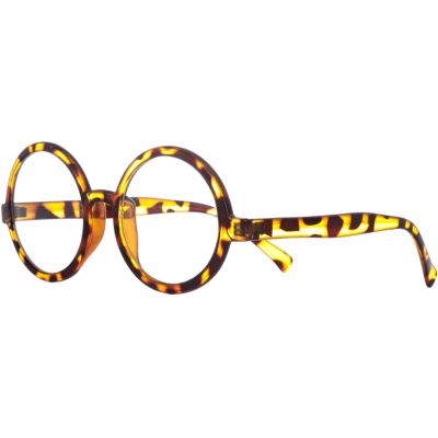 Brown tortoise round geek glasses