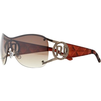 Brown diamante logo visor sunglasses