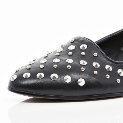 Black multi studded slipper shoes 