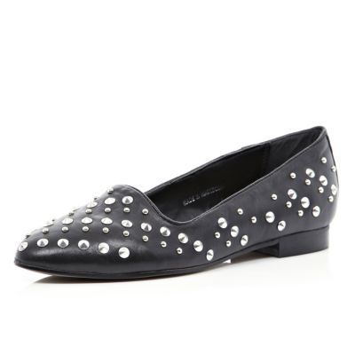 Black multi studded slipper shoes 