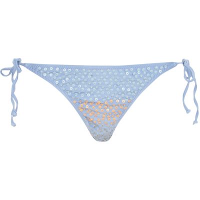 Light blue embellished bikini briefs 