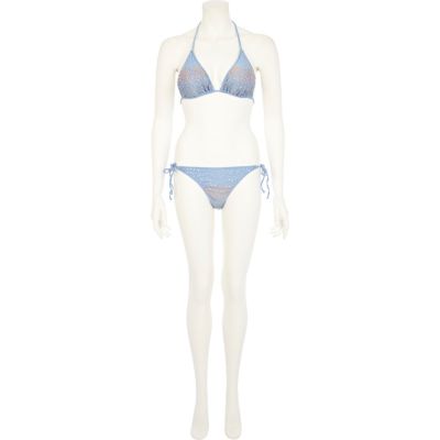 Light blue embellished bikini briefs 