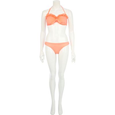 Coral bow knot side bikini bottoms