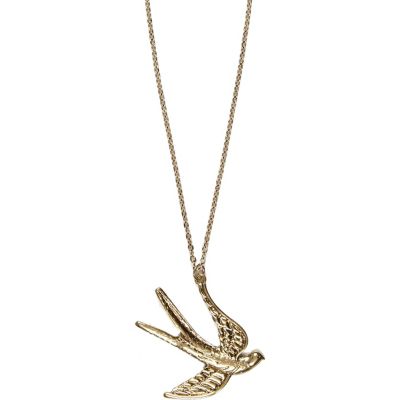 Gold tone swallow long necklace