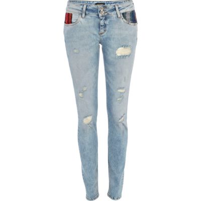 Mid wash aztec pocket Matilda skinny jeans
