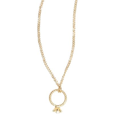 Gold tone diamante ring necklace