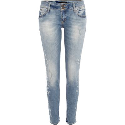 Light wash embellished Matilda skinny jeans