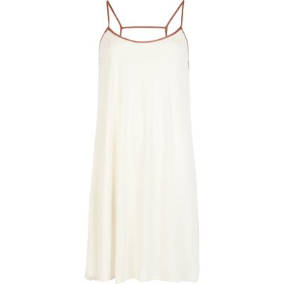 Cream contrast strap babydoll dress