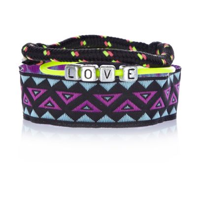 Black festival pattern bracelet pack