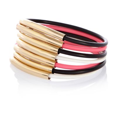 Black, pink and white plastic bracelet pack