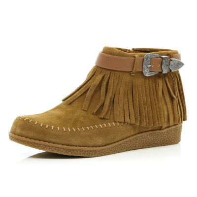 Light brown moccasin ankle boots