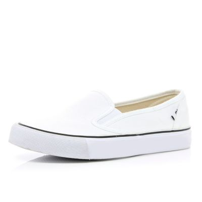 White chunky sole slip on plimsolls