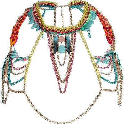 Turquoise multicoloured body chain