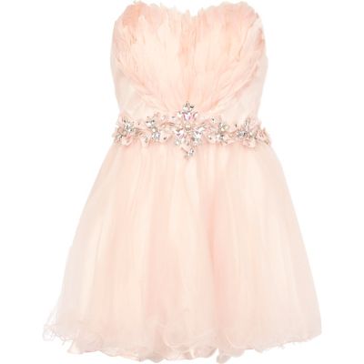 Pink Forever Unique feather prom dress