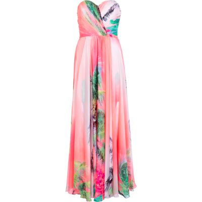 Coral Forever Unique tropical maxi dress
