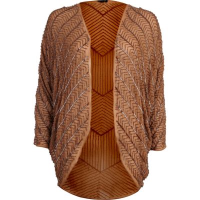 Dark brown embroidered shrug