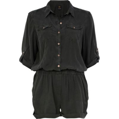 Dark grey military casual playsuit