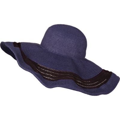 Navy contrast stripe floppy hat
