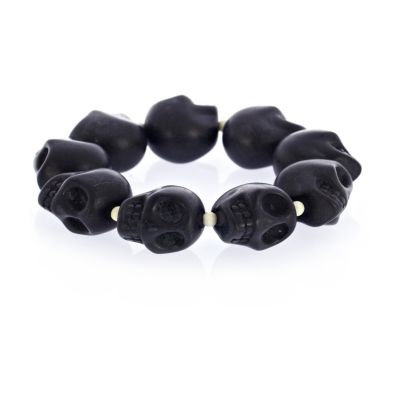 Black oversized skull stretch bracelet