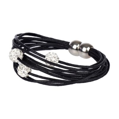 Black diamante ball magnetic bracelet