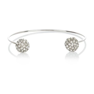 Silver tone diamante cuff bracelet