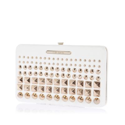White gradated stud structured purse