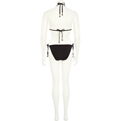 Black triangle cut out halter bikini top