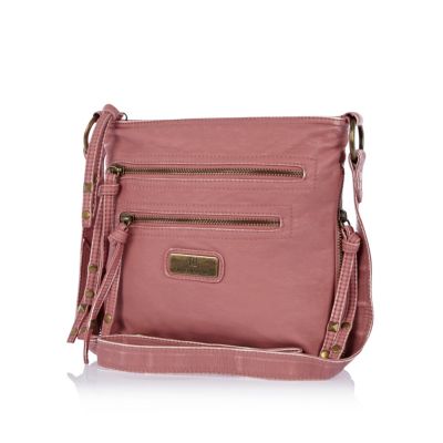 Pink zipped mini messenger bag 