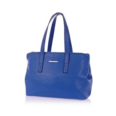 Blue double gusset tote bag