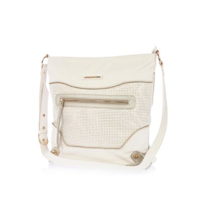 White perforated panel messenger bag