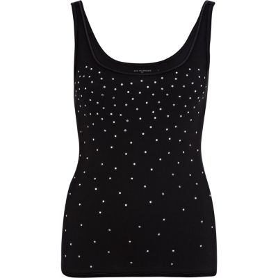 Black scattered diamante vest