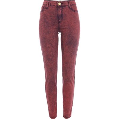 Red acid wash Molly jeggings