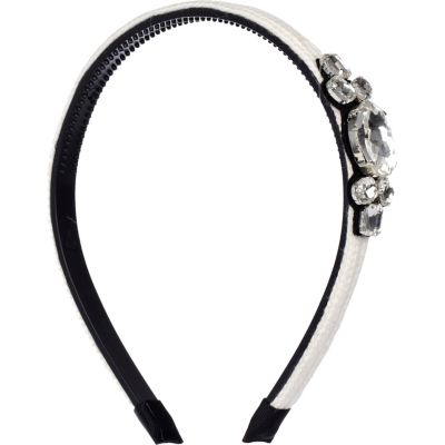 White diamante embellished alice band