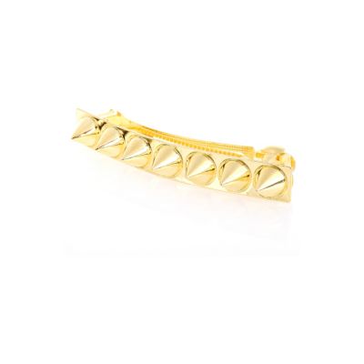 Gold tone studded barrette hair clip