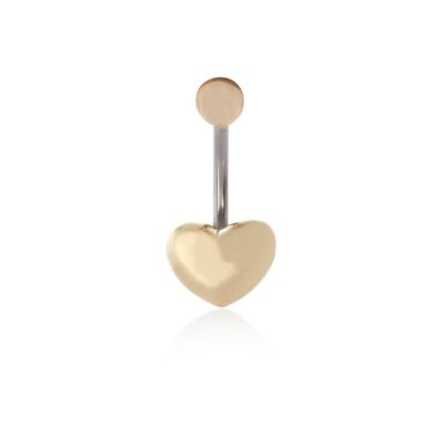 Gold tone heart belly bar