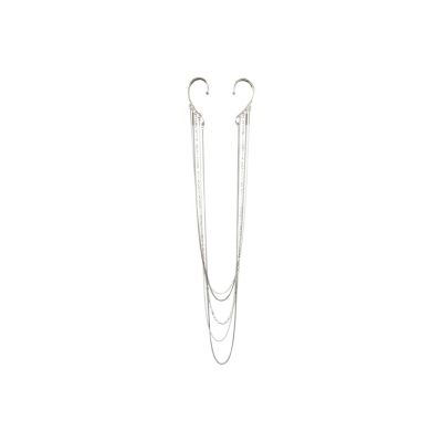Gold and silver tone draped chain ear hooks