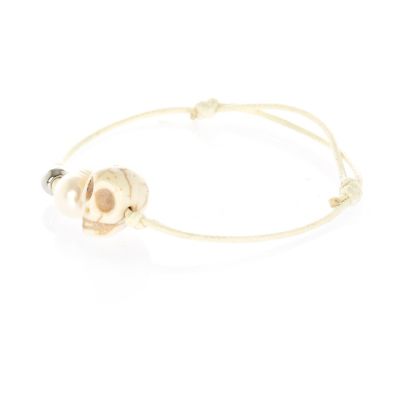 Cream skull rope bracelet