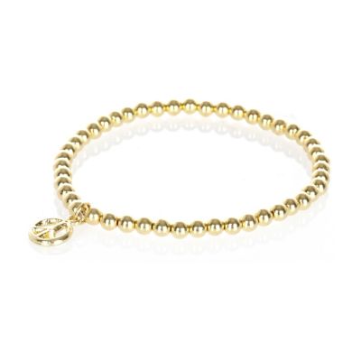 Gold tone peace stretch bead bracelet