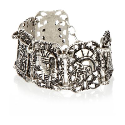 Silver tone pharaoh repeat bracelet