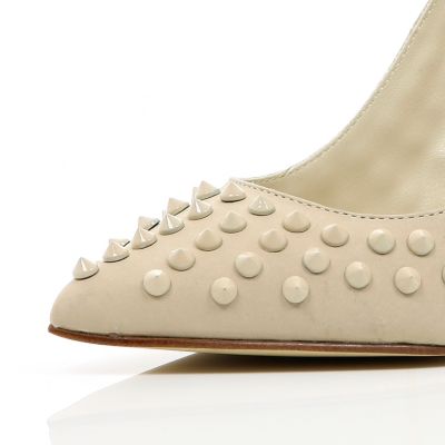 Cream studded point court shoes