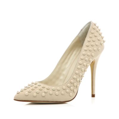 Cream studded point court shoes - heels - shoes  boots - women