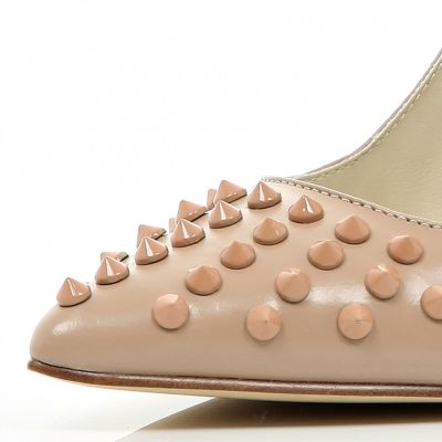 Pink studded point court shoes