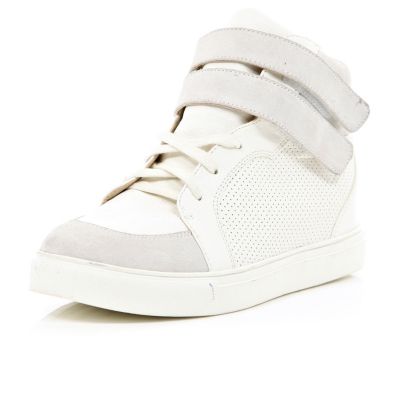 White contrast panel hidden wedge mid tops