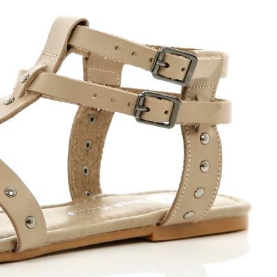 Beige studded gladiator sandals